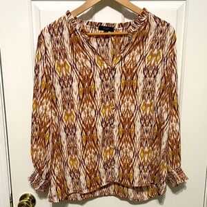 Eclair button down blouse in orange and yellow